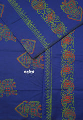 Navy Blue - Ambigai polycotton with contrast blouse combo